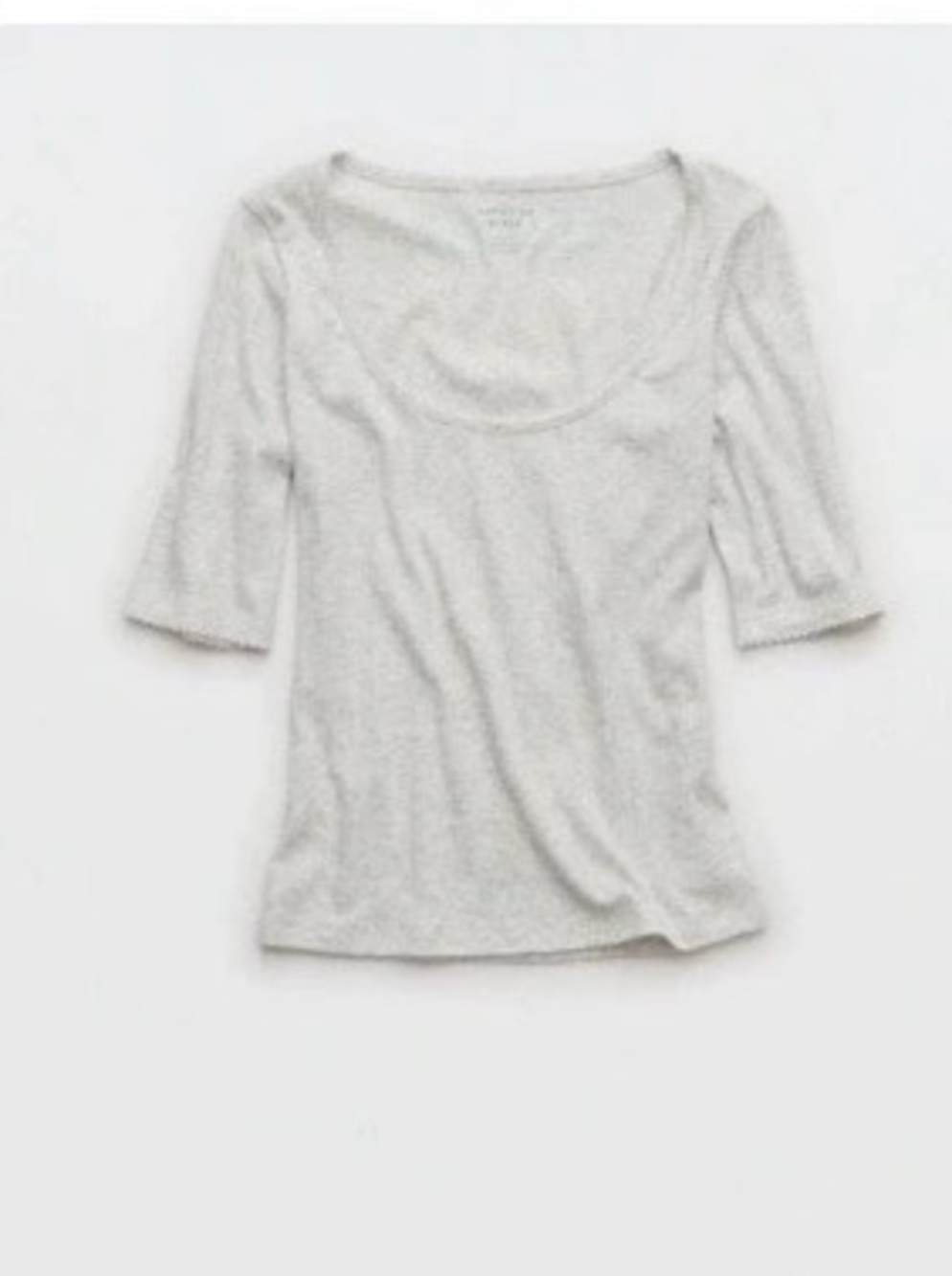 AE Half-Sleeve Scoop Neck Pointelle T-Shirt Pointelle Scoop Neck Tee Gray Medium